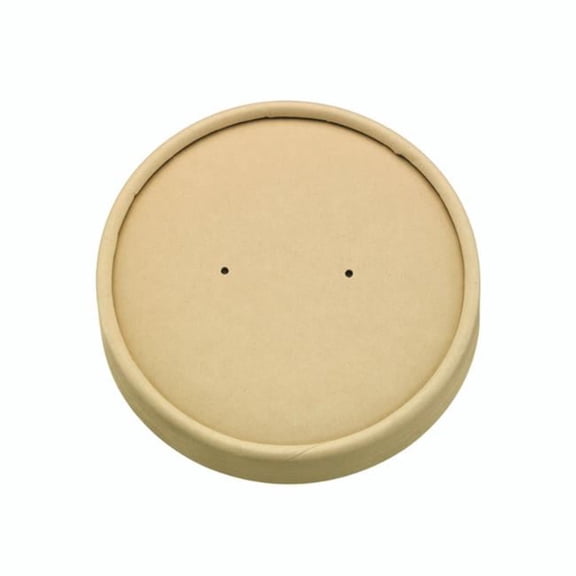 Packnwood 210LSOUPW185K 7.3 Dia. x 0.6 in. Kraft Paper Lid No Plastic for Buckaty - 360 Piece