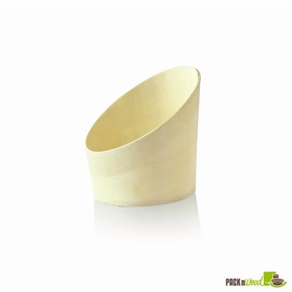 Packnwood 210WFRY1 3 oz Slanted Wood Cup - 2.1 in. Dia. - 2.75 & 1 in.