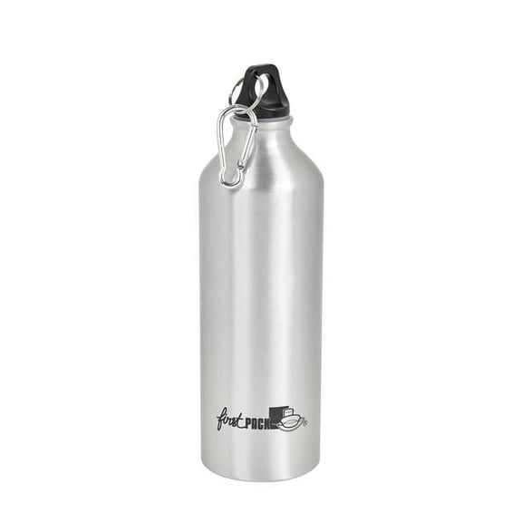 Packnwood 25 oz Noxbottle Reusable Aluminium Water Bottle with Carabiner Clip Lid, Silver
