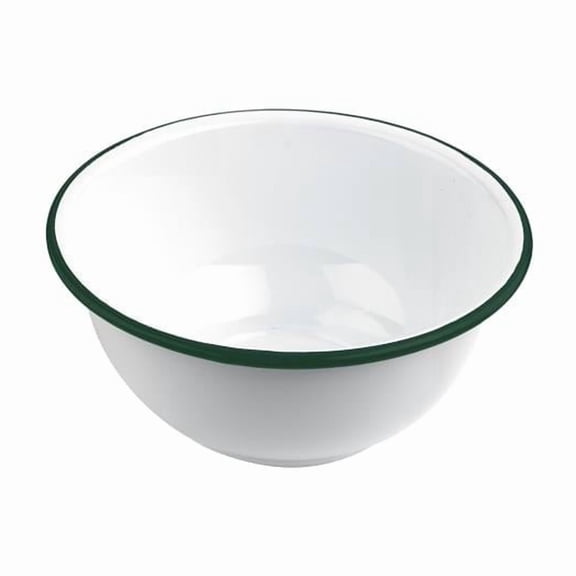 Packnwood 294ENPOK1000 7.1 x 3.1 in. 34 oz Rim Enamel Deep Bowl, White with Green - 12 Piece
