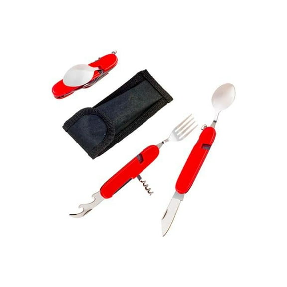 Packnwood 294POCK2 4.3 in. Multifunctional Reusable Pocket Cutlery with Plastic Red Handle - 24 Piece