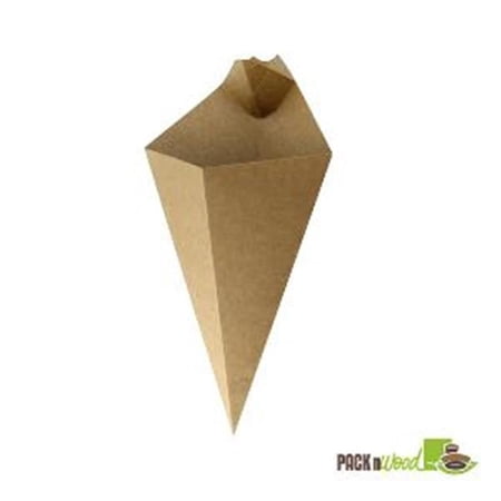 Packnwood  Kraft Paper Cone-with Built-In Sauce Cup - 7.7 in.