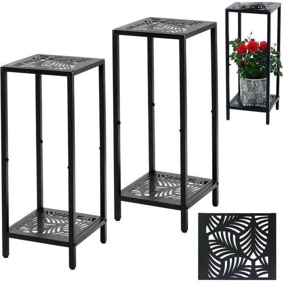 Packs of Metal Square Plant Stand Heavy-Duty Modern Flower Pot Rack for Indoor Living Room, Corner Side Table for Outdoor Patio, Garden Planter Holder