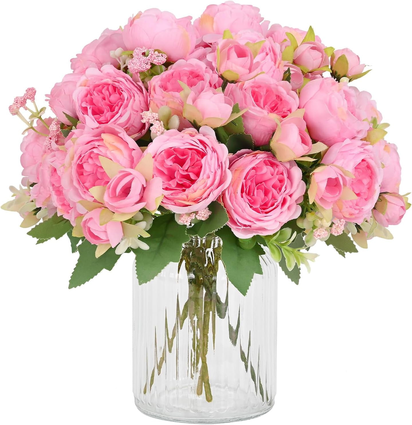 Packs Peonies Artificial Flowers, Dark Pink Artificial Peonies, Silk Peonies Flowers Fake Peonies Artificial Flowers Peonies Bouquet for Centerpiece Table Wedding Party Home Decor