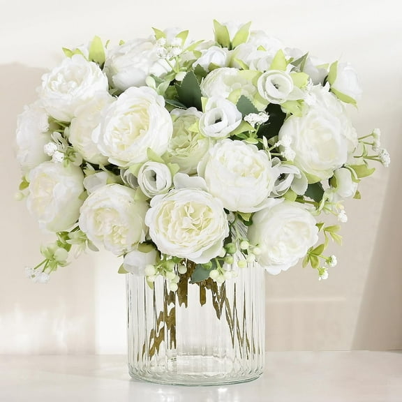 Packs Peonies Artificial Flowers, White Artificial Peonies, Silk Peonies Flowers Fake Peonies Artificial Flowers Peonies Bouquet for Centerpiece Table Wedding Party Home Decor