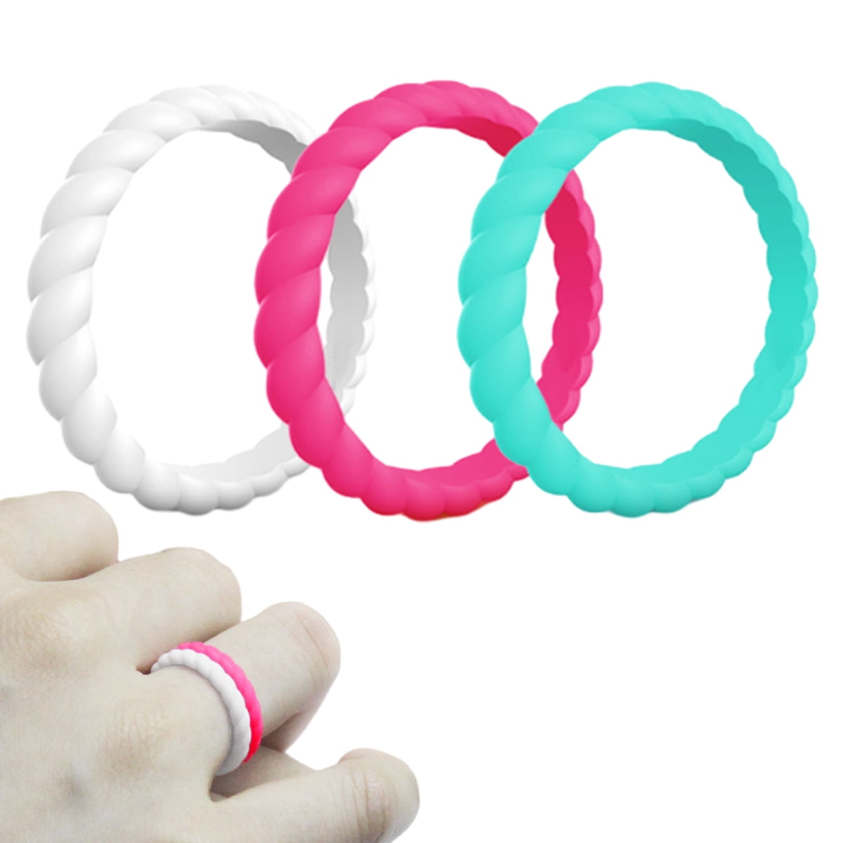 Rubber Wedding Band Men 3-Pack Silicone Wedding Rings - Unisex Rubber ...