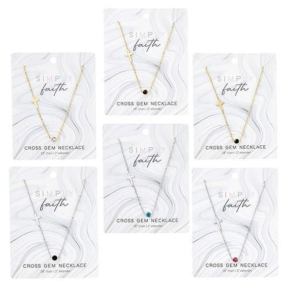 Packsmart- Cross Gem Necklaces (12 Pieces)