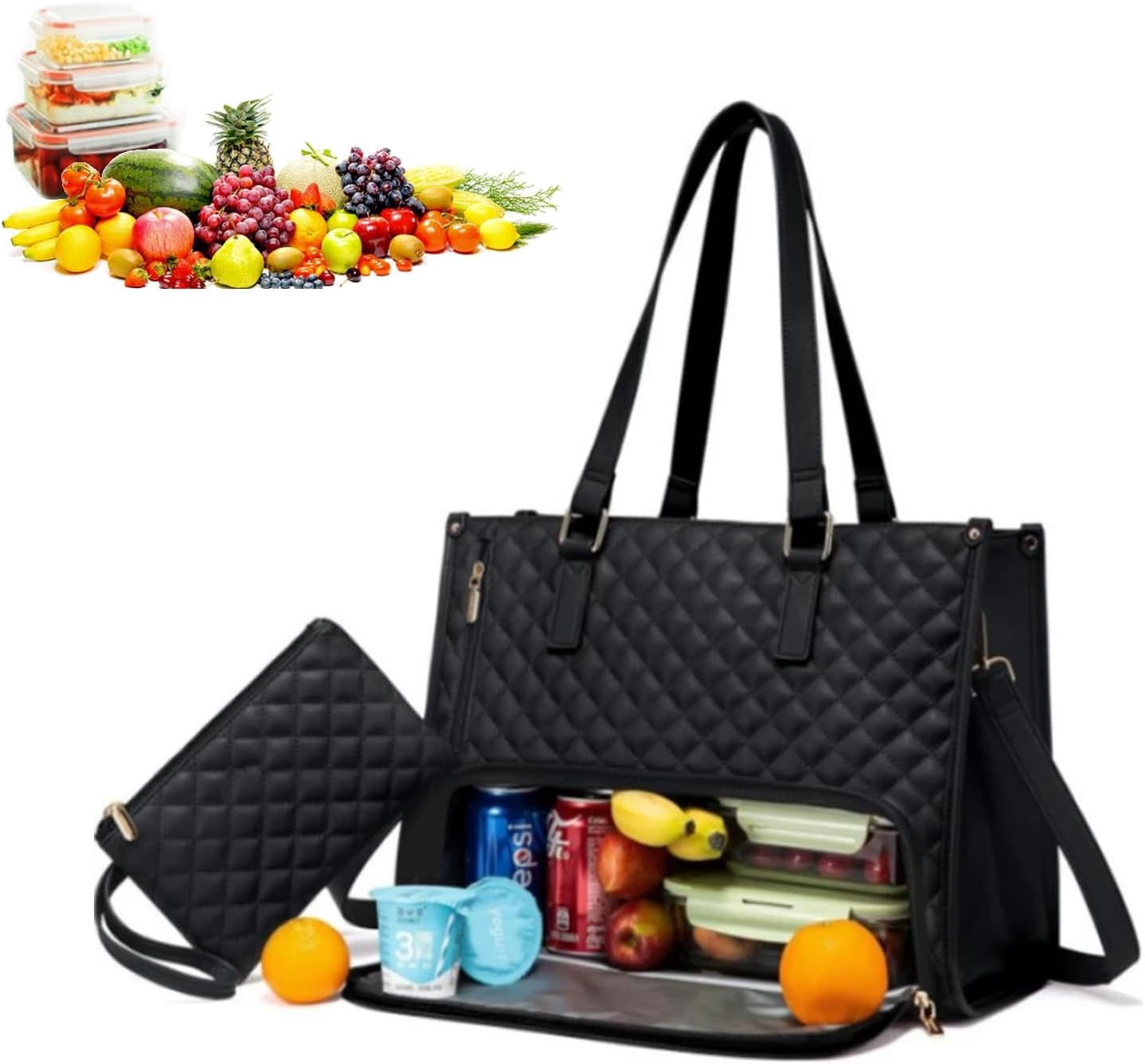 3-Piece Quilted Backpack Bundle with Insulated Tote and Storage Pouch Amazon.com: Modern Quilted Diaper Bag Backpack and  main image 3