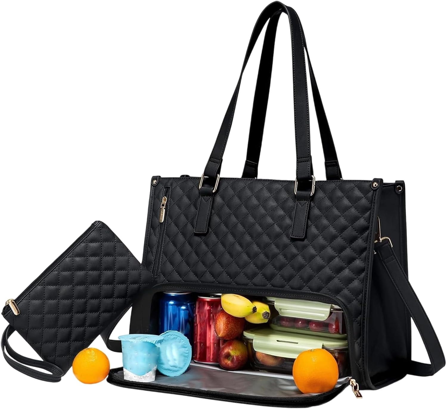 3 In 1 Tote Bag,15.6In Office/Travel/Casual Quilted Tote Laptop Lunch Bag for Women with Compartment
