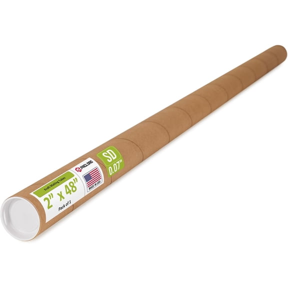 Paclord 2" x 48" Heavy-Duty Reinforced Cardboard Mailing Tube, Pack of 1 Tube with 2 Caps – Secure USPS Approved – Great for Shipping and Storing of Prints, Artwork, Posters or Documents
