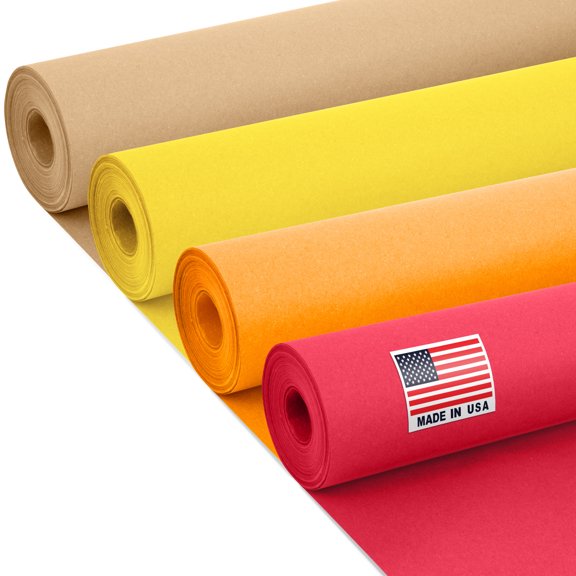Paclord 24" x 1200" (100 ft) Thanksgiving Day Kraft Paper Rolls Set, 45 Lbs - Brown, Orange, Yellow, Red Kraft Paper - Made in USA Colored Paper for Crafts, DIY, School, Gift Wrapping