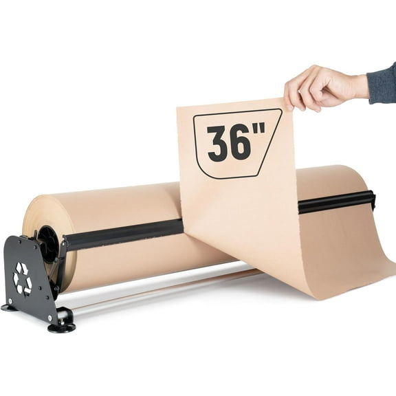 Paclord 36" Paper Roll Dispenser With a Cutter, Next Gen, Non-Slip Suction Cup Feet - Heavy-Duty Dispenser for Kraft, Freezer, Newsprint, Butcher Paper Rolls - Up to 10" in Diameter, Safe Rod Holder