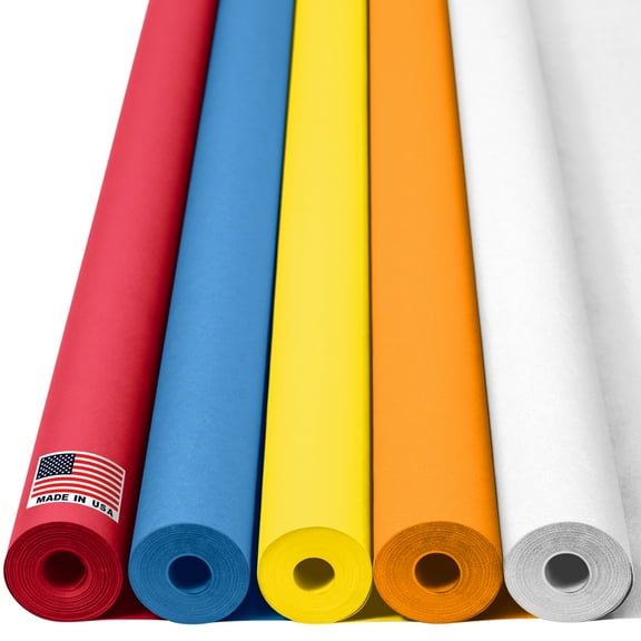 Paclord 36" x 1200" (100 ft) Circus-Themed Kraft Paper Set, 45 Lbs - Red, Yellow, Orange, Dark Blue, White Kraft Paper - Made in USA Paper for Crafts, Appliques for Kids, DIY, Origami, Gift Wrapping