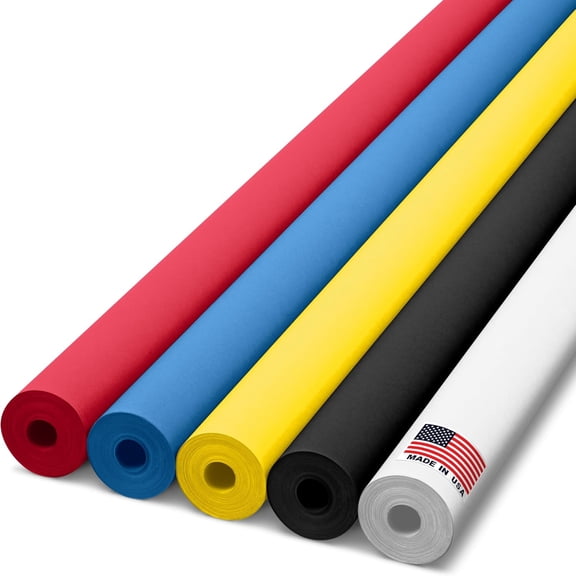 Paclord 48" x 1200" (100 ft) Outer Space-Themed Kraft Paper Set, 45 Lbs - Black, Dark Blue, Yellow, White, Red Kraft Paper - Made in USA Colored Paper for Crafts, Appliques for Kids, DIY, Origami