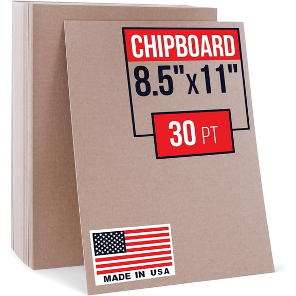 Paclord 8.5" x 11" Brown Kraft Plain Chipboard Sheets, 30 Pt Thick  Made in USA Durable Cardboard Chipboard for Cardstock Projects, Picture Frame Backing, Scrapbooking  Bundle of 80