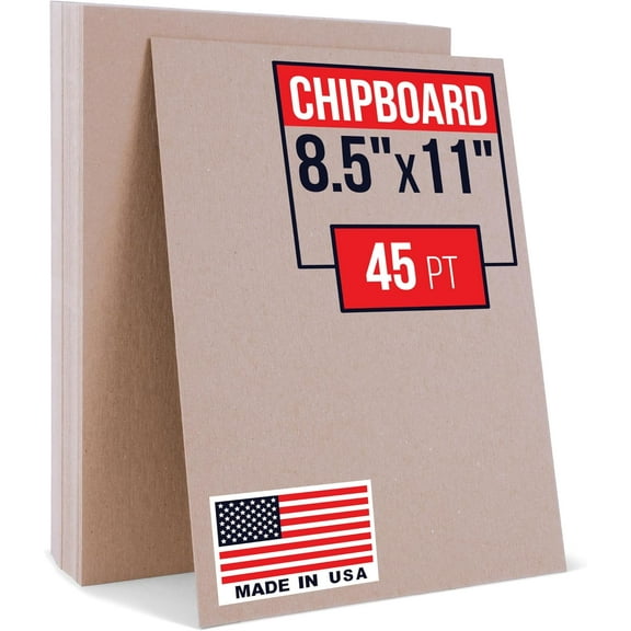 Paclord 8.5" x 11" Brown Kraft Plain Chipboard Sheets, 45 Pt Thick  Made in USA Durable Cardboard Chipboard for Cardstock Projects, Picture Frame Backing, Scrapbooking  Bundle of 40