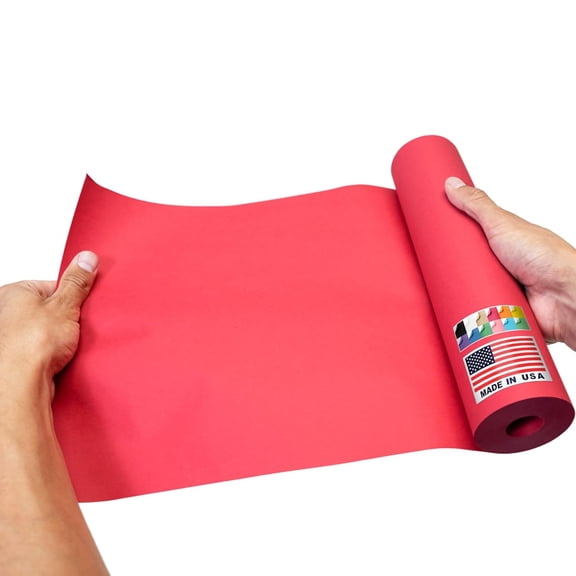 Paclord 9" x 1200" USA-Made Red Kraft Paper Roll, 45 Lbs/66 GSM Thickness, American Quality Colored Roll Paper for School, Bulletin Board, Crafts - Odorless, Non-Toxic, Safe for Kids