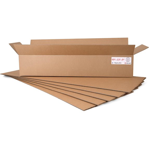 Paclord Large Cardboard Boxes 49"L x 13"W x 9"H (Pack of 6) - USA-Made Packing Boxes for Moving, Shipping, or Storage - USPS, UPS, FedEx Approved - Professional Packing Supplies for Moving
