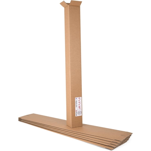 Paclord Tall Cardboard Boxes 5"L x 5"W x 50"H (Pack of 6) - USA-Made Packing Boxes for Moving, Shipping, or Storage - USPS, UPS, FedEx Approved - Professional Packing Supplies for Moving