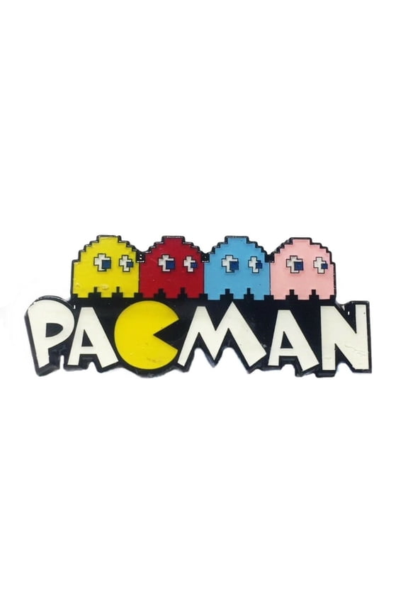 Pacman Logo With 4 Ghosts Enamel Filled Metal Pin