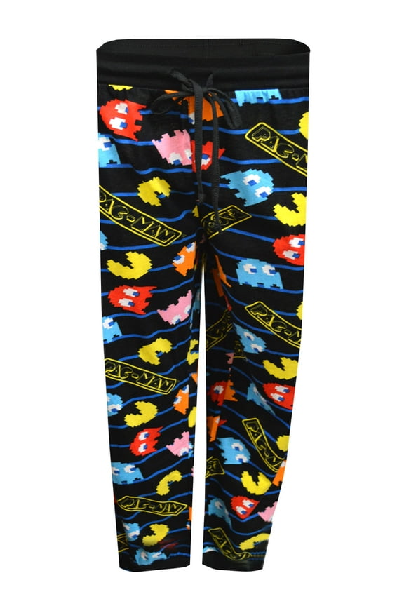 Pacman Men's Ghost Chase Allover Pattern Knit Jogger Pajama Pants