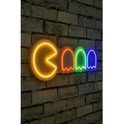 Pacman Neon Light, 22" Pacman Led Sign, Arcade Wall Decor Game Room Home Party Man Cave