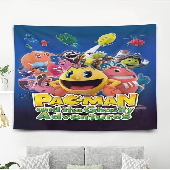 Pacman-Theme Anti-pilling Tapestry Gift Wall Hanging Backdrop for Room Bedroom Girls Fans Background Banner Party Birthday Supplies Decor59"39"(150cm*100cm)