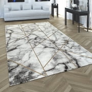 Paco Home Area Rug Elegant Marble Pattern with Geometric Shapes in Gold Cream - 28 x 411 3x5