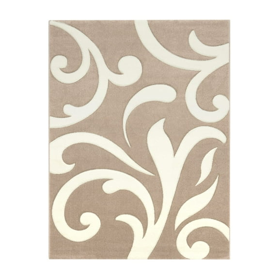 Paco Home Area Rug with Modern High-Low Effect and Floral Pattern in Beige White - 2' x 3'7" (2'x3')