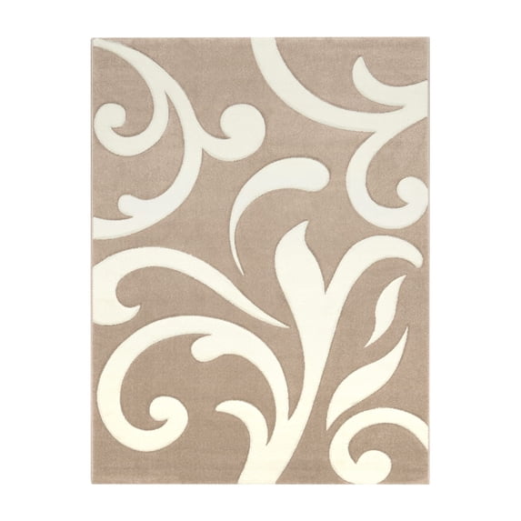 Paco Home Area Rug with Modern High-Low Effect and Floral Pattern in Beige White - 7'10" x 10'10" (8'x11')