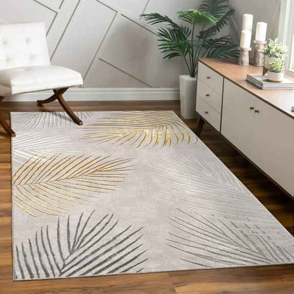 Paco Home Area Rug with Modern Palm Leaves Pattern