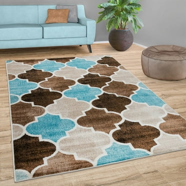 Paco Home Area Rug with Moroccan Pattern - Beige Blue - 2' x 3'3" (2'x3')