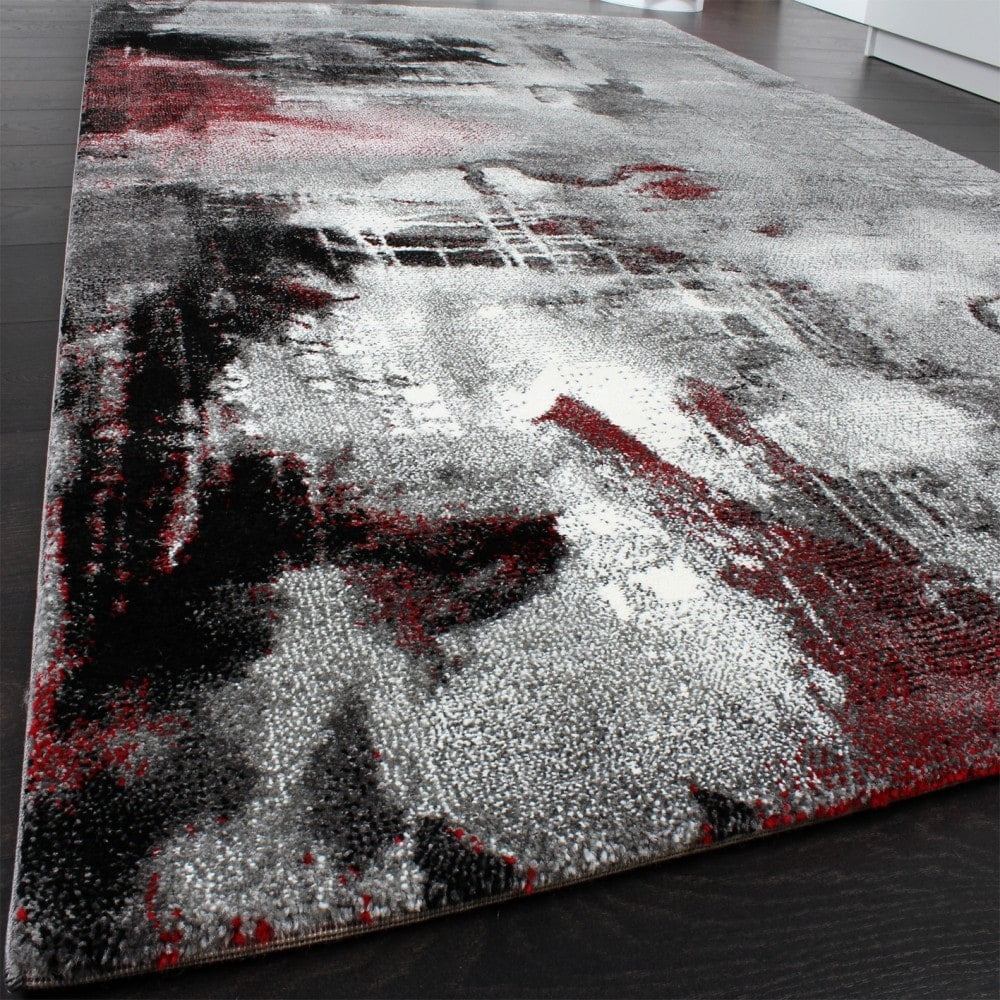 Red Designer Rug Paco Home Artful Designer Rug in Mottled Grey Red Cream 5'3