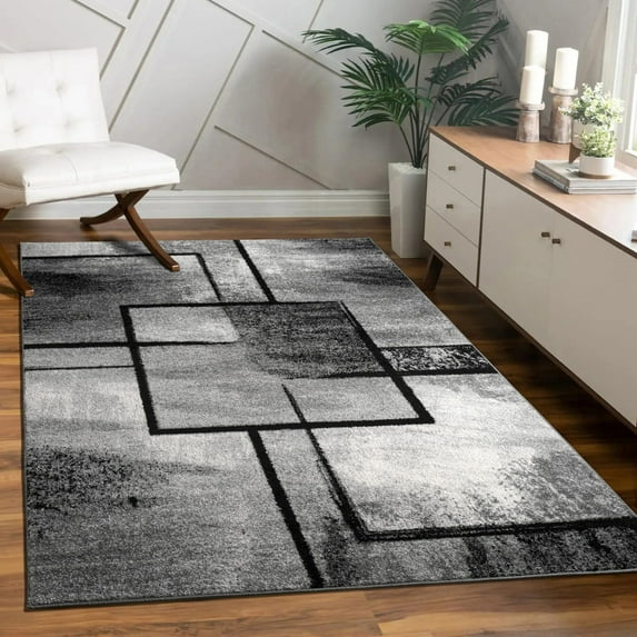 Paco Home Modern Area Rug and Modern Pattern Grey White - 6'7" x 9'6" (6'x9')