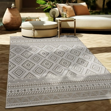Paco Home Modern Oudoor Rug with Boho Pattern in Beige - 2'8" x 4'11" (3'x5')