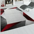 thumbnail image 1 of Paco Home Bordered Living-Room Rug with Modern Contour Cut - Grey Red - 6'7" x 9'6" (6'x9'), 1 of 5