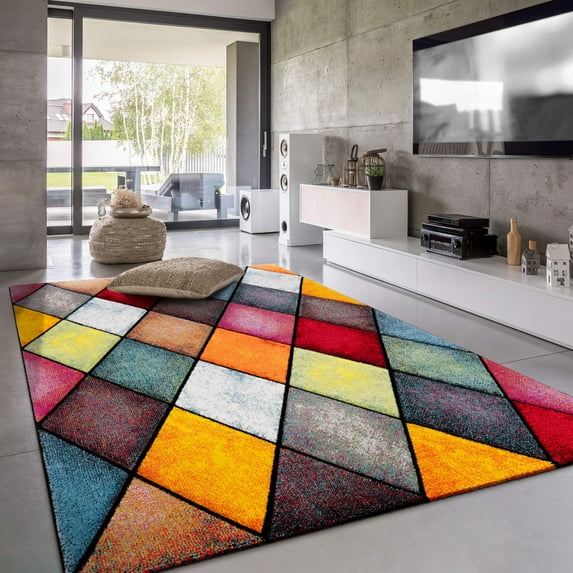 Paco Home Colorful Area Rug With Diamond Pattern - 2'8" x 9'10" (3'x10')