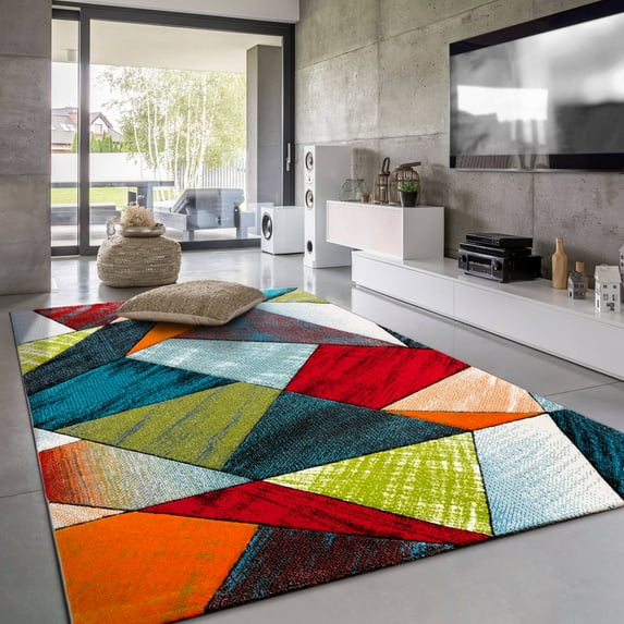 Paco Home Colorful Area Rug With Modern Geometric Shapes - 5'3" x 7'7" (5'x7')