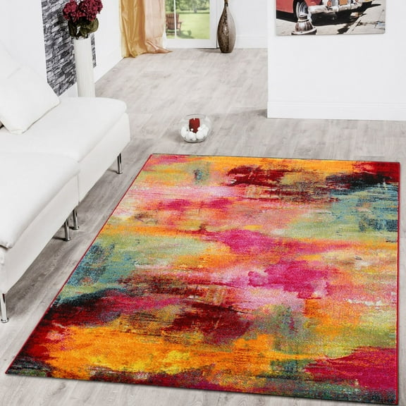 Paco Home Modern Designer Rug with Artful Design in Multicolor - 5'3" x 7'7" (5'x7')