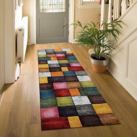 Paco Home Colorful Area Rug Checkered - 2'8" x 9'10" (3'x10')