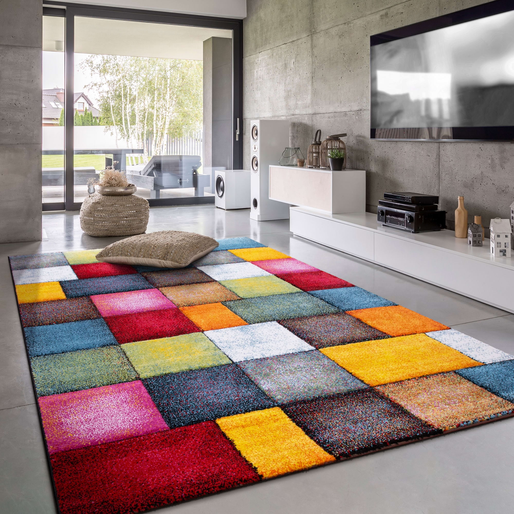 Paco Home Colorful Area Rug Checkered - 7'10