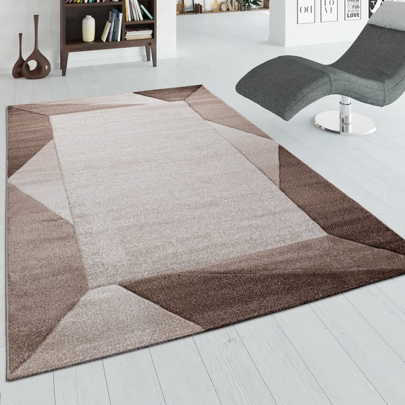 Paco Home Bordered Living-Room Rug with Modern Contour Cut - Brown - 2'8" x 9'10" (3'x10')