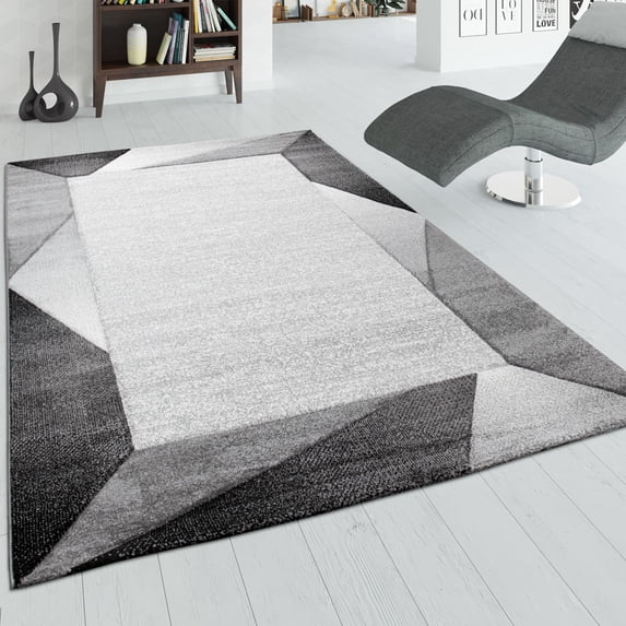 Paco Home Bordered Living-Room Rug with Modern Contour Cut - Grey - 3'11" x 5'7" (4'x6')