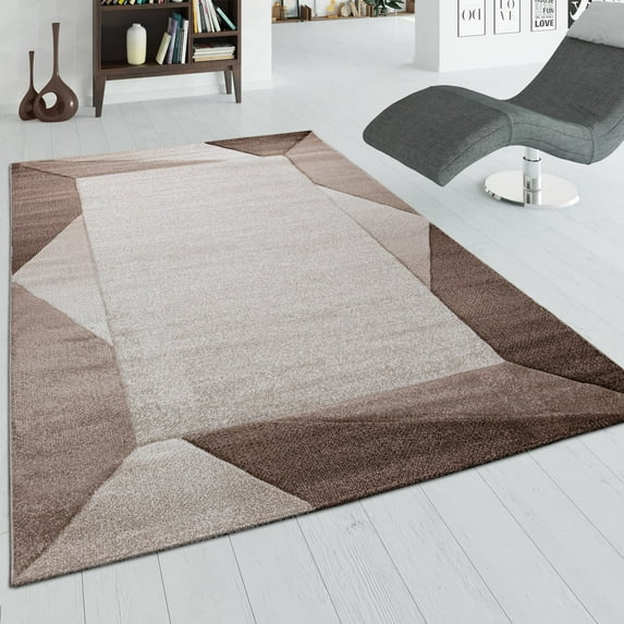 Paco Home Bordered Living-Room Rug with Modern Contour Cut - Brown - 5'3" x 7'7" (5'x7')