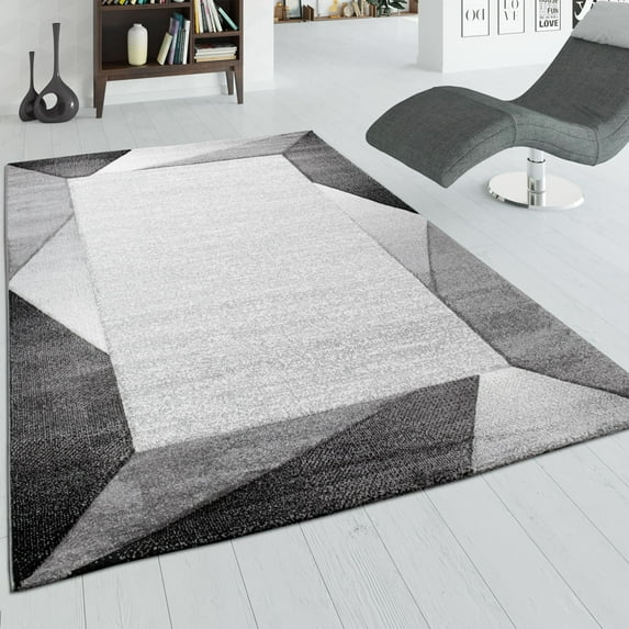 Paco Home Bordered Living-Room Rug with Modern Contour Cut - Grey - 6'7" x 9'6" (6'x9')