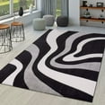 thumbnail image 1 of Paco Home Designer Area Rug with Contour Cut and Modern Wave Pattern 6'7" x 9'6" - Grey-black, 1 of 5