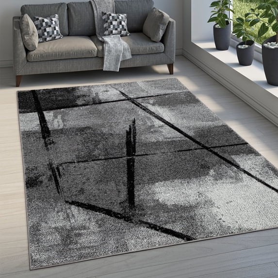 Paco Home Modern Area Rug with Abstract Design in Grey Black - 5'3" x 7'7" (5'x7')