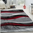 thumbnail image 1 of Paco Home Modern Area Rug with Wave Effect in Grey Red - 4'7" x 6'7" (4'x6'), 1 of 5