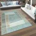 thumbnail image 1 of Paco Home Indoor and Outdoor Rug with Carved Geometric Pattern in Blue Beige - 3'11" x 5'7" (4'x6'), 1 of 5
