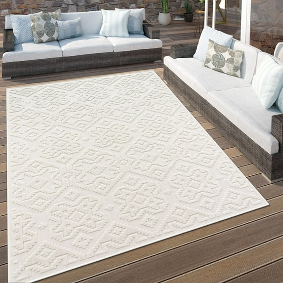 Paco Home Indoor & Outdoor Rug with Maroccan Trellis Pattern Cream - 6'7" x 9'6" (6'x9')